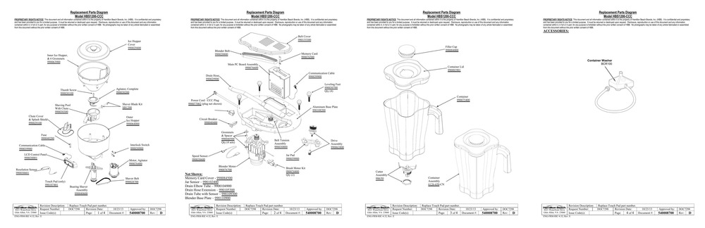 Diagram Diagram and Parts List for HBS1200-CCC  Hamilton Beach Blender